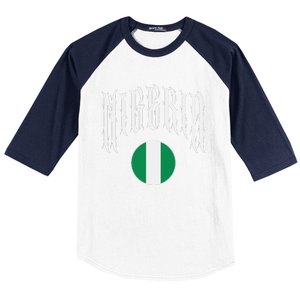 Love Nigeria With Nigerian Flag Inside A Circle Baseball Sleeve Shirt