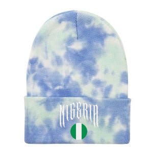 Love Nigeria With Nigerian Flag Inside A Circle Tie Dye 12in Knit Beanie