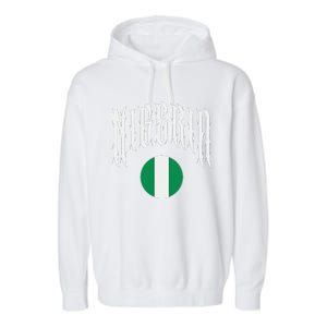 Love Nigeria With Nigerian Flag Inside A Circle Garment-Dyed Fleece Hoodie