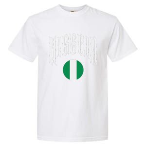 Love Nigeria With Nigerian Flag Inside A Circle Garment-Dyed Heavyweight T-Shirt