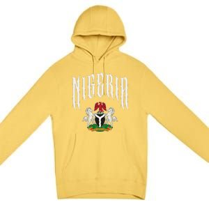 Love Nigeria With Nigerian Flag Inside A Circle Premium Pullover Hoodie