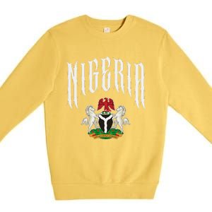 Love Nigeria With Nigerian Flag Inside A Circle Premium Crewneck Sweatshirt