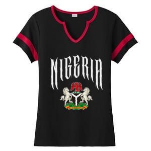 Love Nigeria With Nigerian Flag Inside A Circle Ladies Halftime Notch Neck Tee