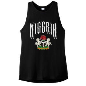 Love Nigeria With Nigerian Flag Inside A Circle Ladies PosiCharge Tri-Blend Wicking Tank