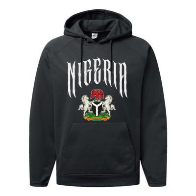 Love Nigeria With Nigerian Flag Inside A Circle Performance Fleece Hoodie