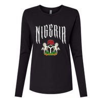 Love Nigeria With Nigerian Flag Inside A Circle Womens Cotton Relaxed Long Sleeve T-Shirt