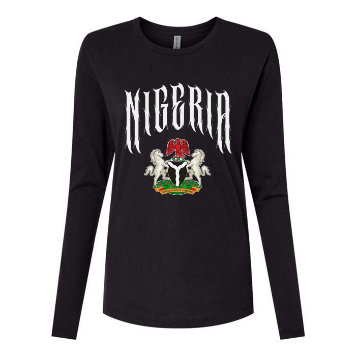 Love Nigeria With Nigerian Flag Inside A Circle Womens Cotton Relaxed Long Sleeve T-Shirt