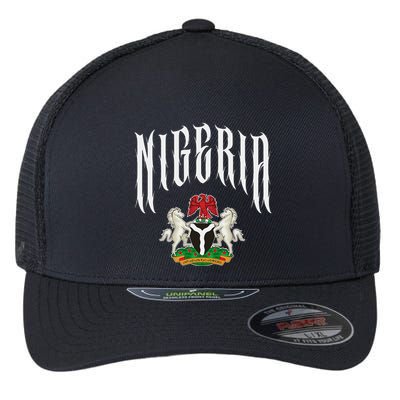 Love Nigeria With Nigerian Flag Inside A Circle Flexfit Unipanel Trucker Cap