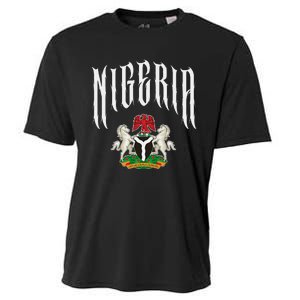 Love Nigeria With Nigerian Flag Inside A Circle Cooling Performance Crew T-Shirt