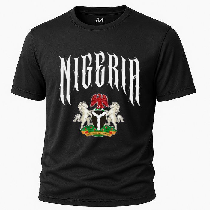 Love Nigeria With Nigerian Flag Inside A Circle Cooling Performance Crew T-Shirt