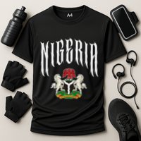 Love Nigeria With Nigerian Flag Inside A Circle Cooling Performance Crew T-Shirt