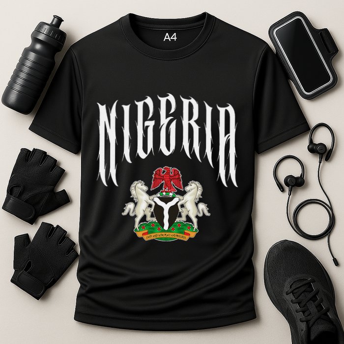 Love Nigeria With Nigerian Flag Inside A Circle Cooling Performance Crew T-Shirt