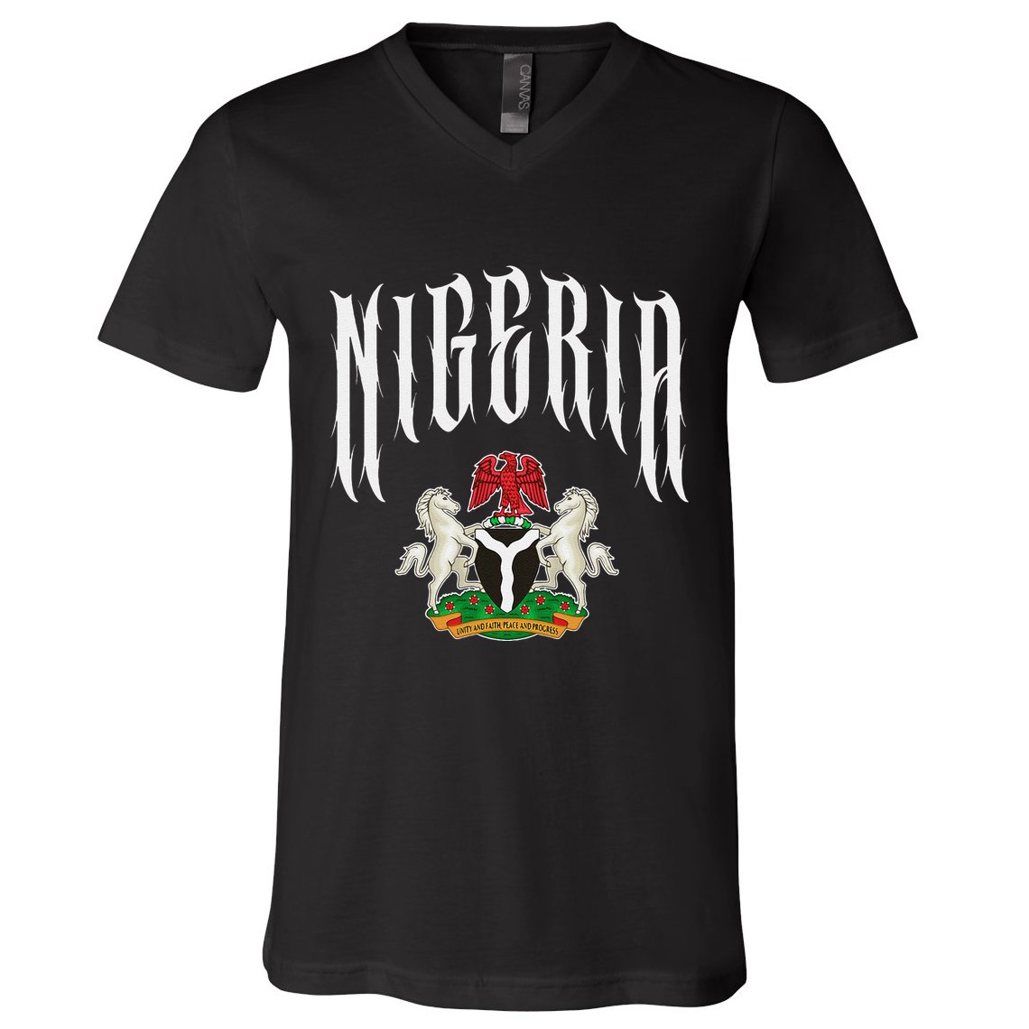 Love Nigeria With Nigerian Flag Inside A Circle V-Neck T-Shirt