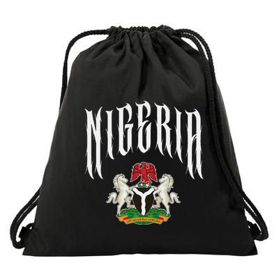 Love Nigeria With Nigerian Flag Inside A Circle Drawstring Bag