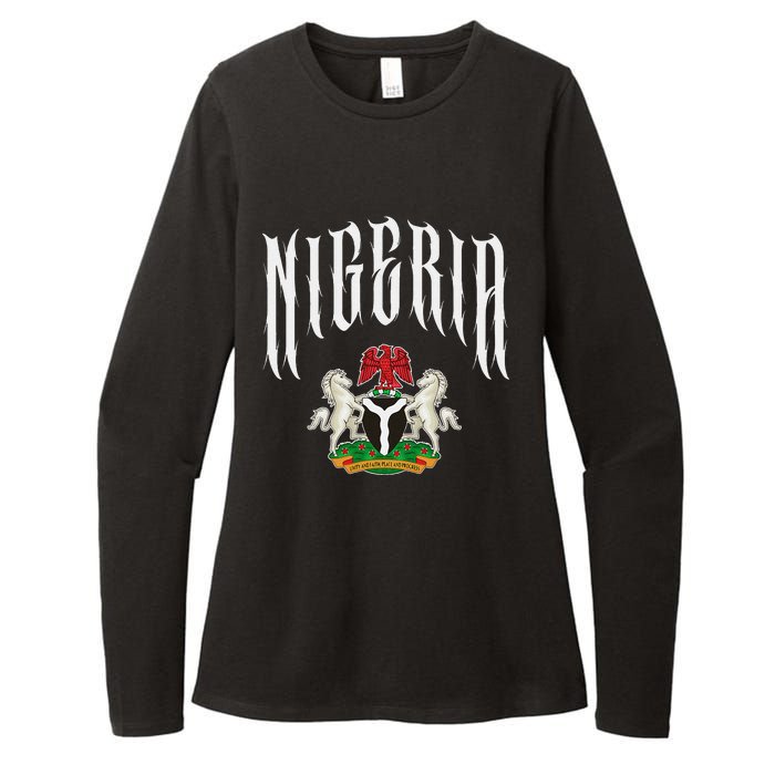 Love Nigeria With Nigerian Flag Inside A Circle Womens CVC Long Sleeve Shirt