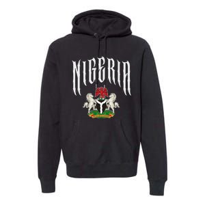 Love Nigeria With Nigerian Flag Inside A Circle Premium Hoodie