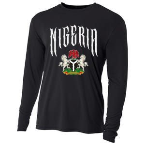 Love Nigeria With Nigerian Flag Inside A Circle Cooling Performance Long Sleeve Crew