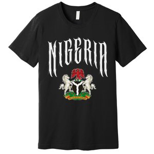 Love Nigeria With Nigerian Flag Inside A Circle Premium T-Shirt