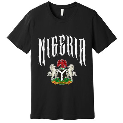 Love Nigeria With Nigerian Flag Inside A Circle Premium T-Shirt