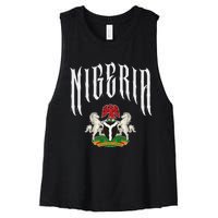 Love Nigeria With Nigerian Flag Inside A Circle Women's Racerback Cropped Tank