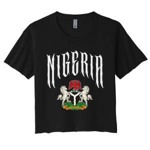 Love Nigeria With Nigerian Flag Inside A Circle Women's Crop Top Tee