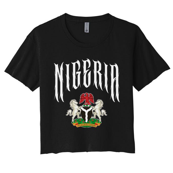 Love Nigeria With Nigerian Flag Inside A Circle Women's Crop Top Tee