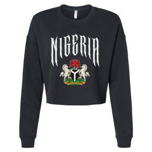 Love Nigeria With Nigerian Flag Inside A Circle Cropped Pullover Crew