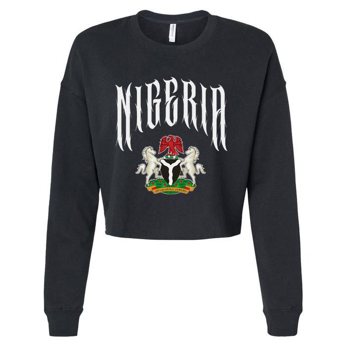 Love Nigeria With Nigerian Flag Inside A Circle Cropped Pullover Crew