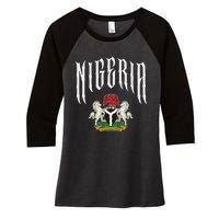 Love Nigeria With Nigerian Flag Inside A Circle Women's Tri-Blend 3/4-Sleeve Raglan Shirt