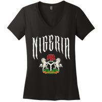 Love Nigeria With Nigerian Flag Inside A Circle Women's V-Neck T-Shirt