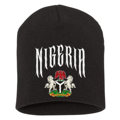 Love Nigeria With Nigerian Flag Inside A Circle Short Acrylic Beanie