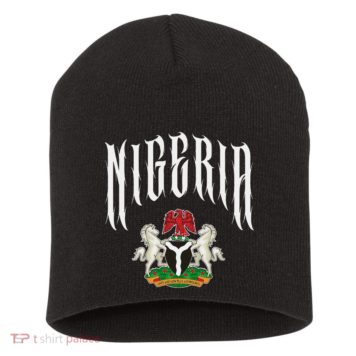 Love Nigeria With Nigerian Flag Inside A Circle Short Acrylic Beanie