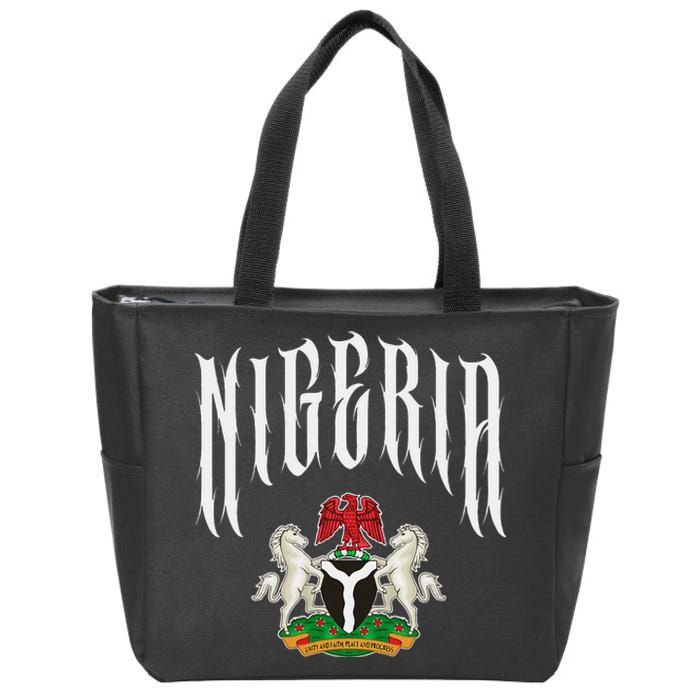 Love Nigeria With Nigerian Flag Inside A Circle Zip Tote Bag