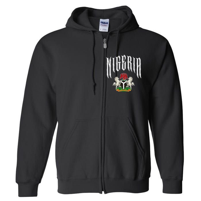 Love Nigeria With Nigerian Flag Inside A Circle Full Zip Hoodie