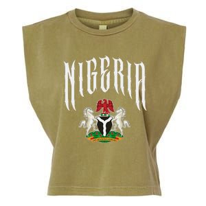 Love Nigeria With Nigerian Flag Inside A Circle Garment-Dyed Women's Muscle Tee