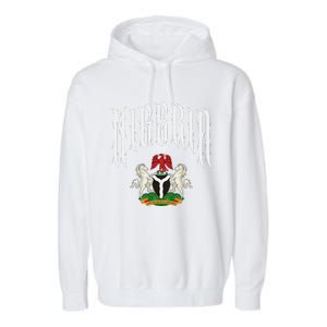 Love Nigeria With Nigerian Flag Inside A Circle Garment-Dyed Fleece Hoodie