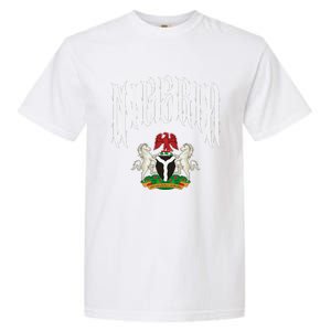 Love Nigeria With Nigerian Flag Inside A Circle Garment-Dyed Heavyweight T-Shirt