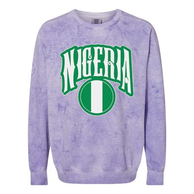 Love Nigeria With Nigerian Flag Inside A Circle Colorblast Crewneck Sweatshirt