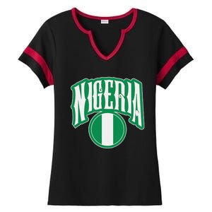 Love Nigeria With Nigerian Flag Inside A Circle Ladies Halftime Notch Neck Tee