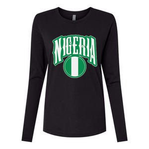 Love Nigeria With Nigerian Flag Inside A Circle Womens Cotton Relaxed Long Sleeve T-Shirt