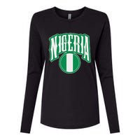 Love Nigeria With Nigerian Flag Inside A Circle Womens Cotton Relaxed Long Sleeve T-Shirt