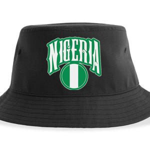 Love Nigeria With Nigerian Flag Inside A Circle Sustainable Bucket Hat