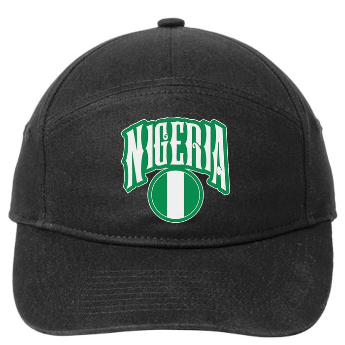 Love Nigeria With Nigerian Flag Inside A Circle 7-Panel Snapback Hat