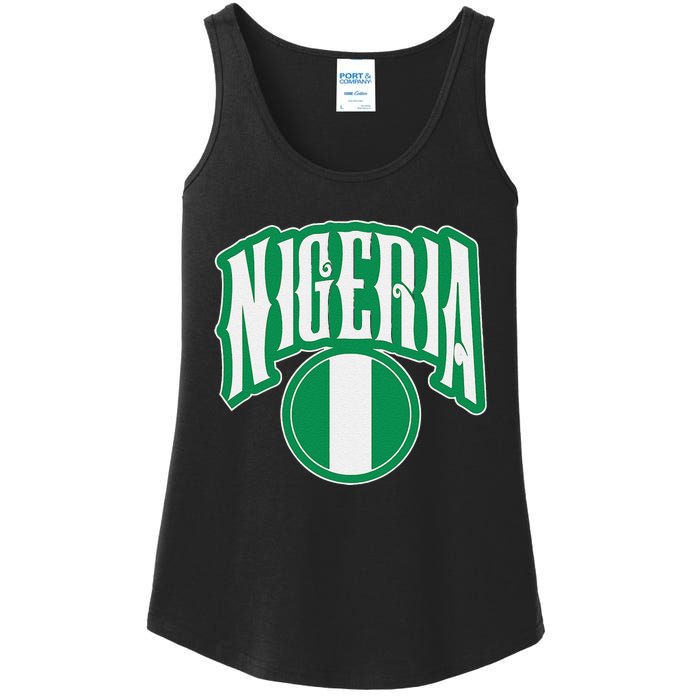 Love Nigeria With Nigerian Flag Inside A Circle Ladies Essential Tank