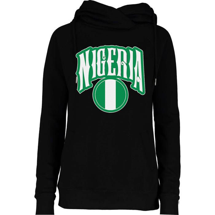 Love Nigeria With Nigerian Flag Inside A Circle Womens Funnel Neck Pullover Hood