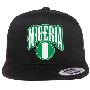 Love Nigeria With Nigerian Flag Inside A Circle Flat Bill Trucker Hat