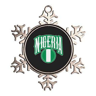 Love Nigeria With Nigerian Flag Inside A Circle Metallic Star Ornament