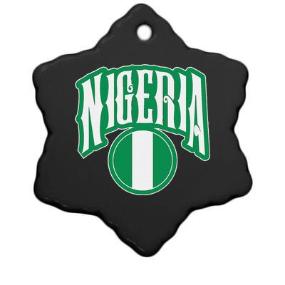 Love Nigeria With Nigerian Flag Inside A Circle Ceramic Star Ornament