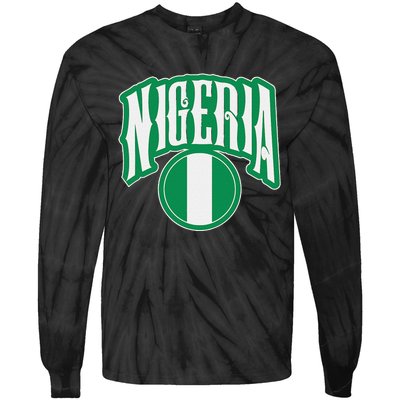 Love Nigeria With Nigerian Flag Inside A Circle Tie-Dye Long Sleeve Shirt