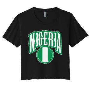 Love Nigeria With Nigerian Flag Inside A Circle Women's Crop Top Tee